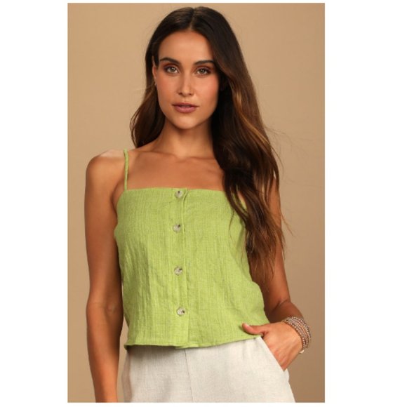 NWT Such Simplicity Lime Green Button-Up Cami Top - Picture 1 of 4